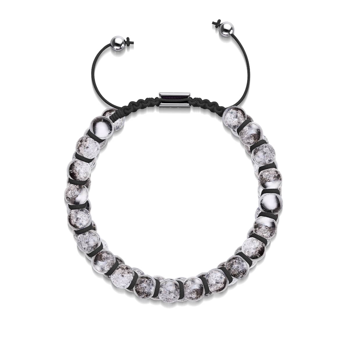 Silber Chrom x Weiß | Glitzerglas Doppelarmband